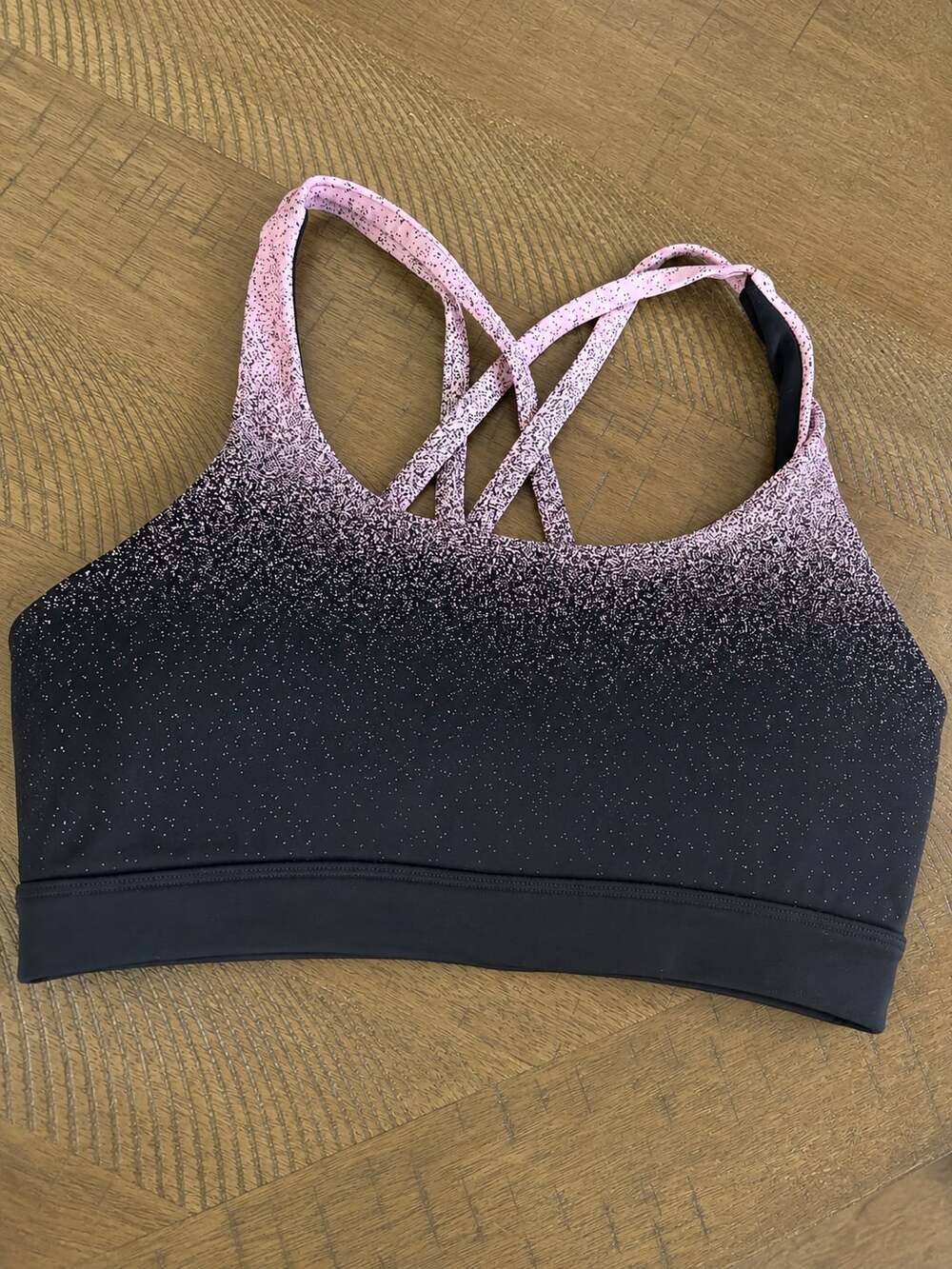 Lululemon Energy Bra Ombre Speckle Black Pink Size 8 WITH pads